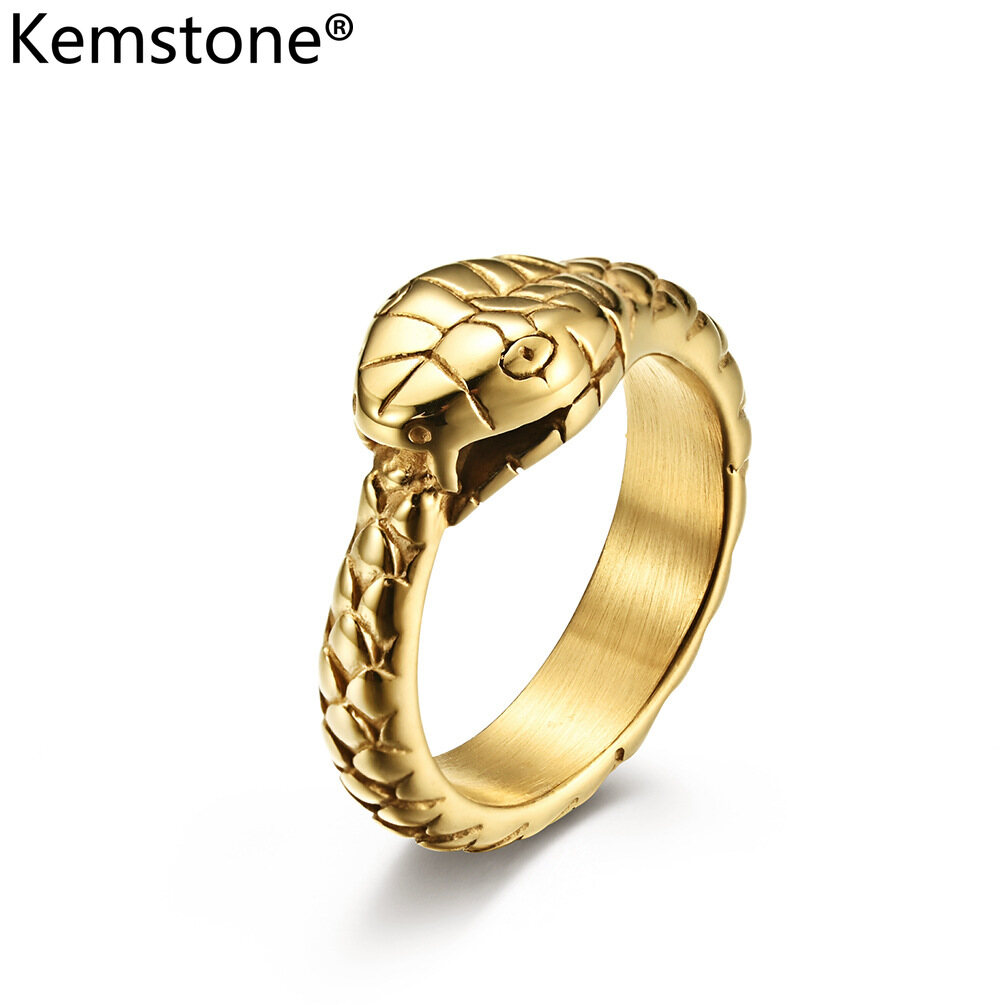 Kemstone Fashion Silver/Gold Stainless Steel Gluttonous Snake Ring Jewelry for Men Women