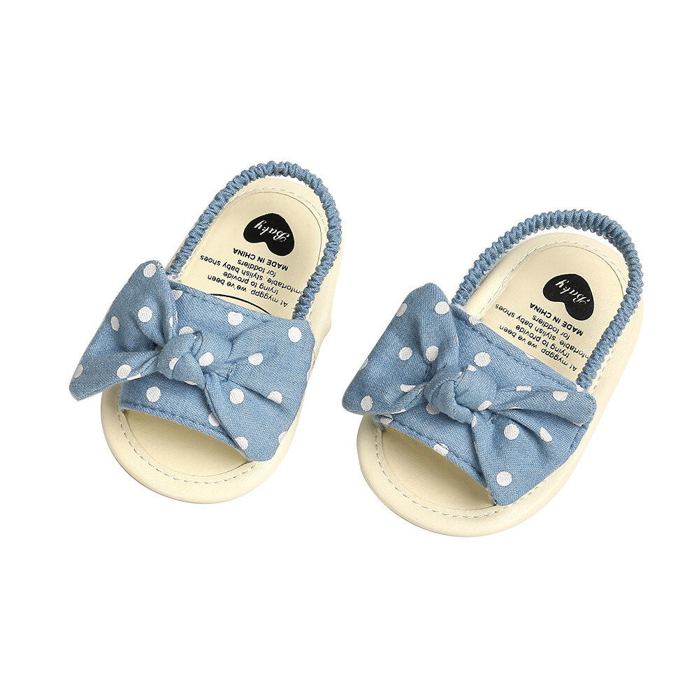 Dudubaby Newborn Baby Girls Princess Bow Shoes Toddler Summer Sandals Cotton Non-slip Shoes 0-18M