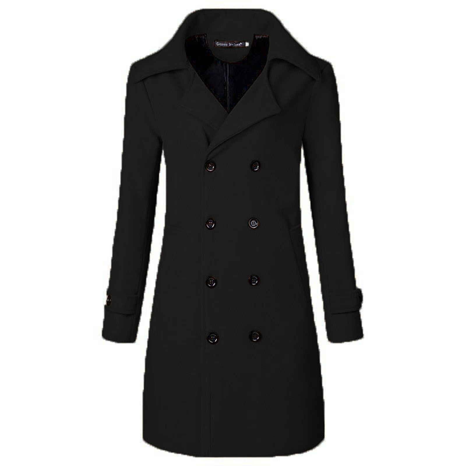 Rainny Winter Men Slim Stylish Trench Coat Double Breasted Long Jacket