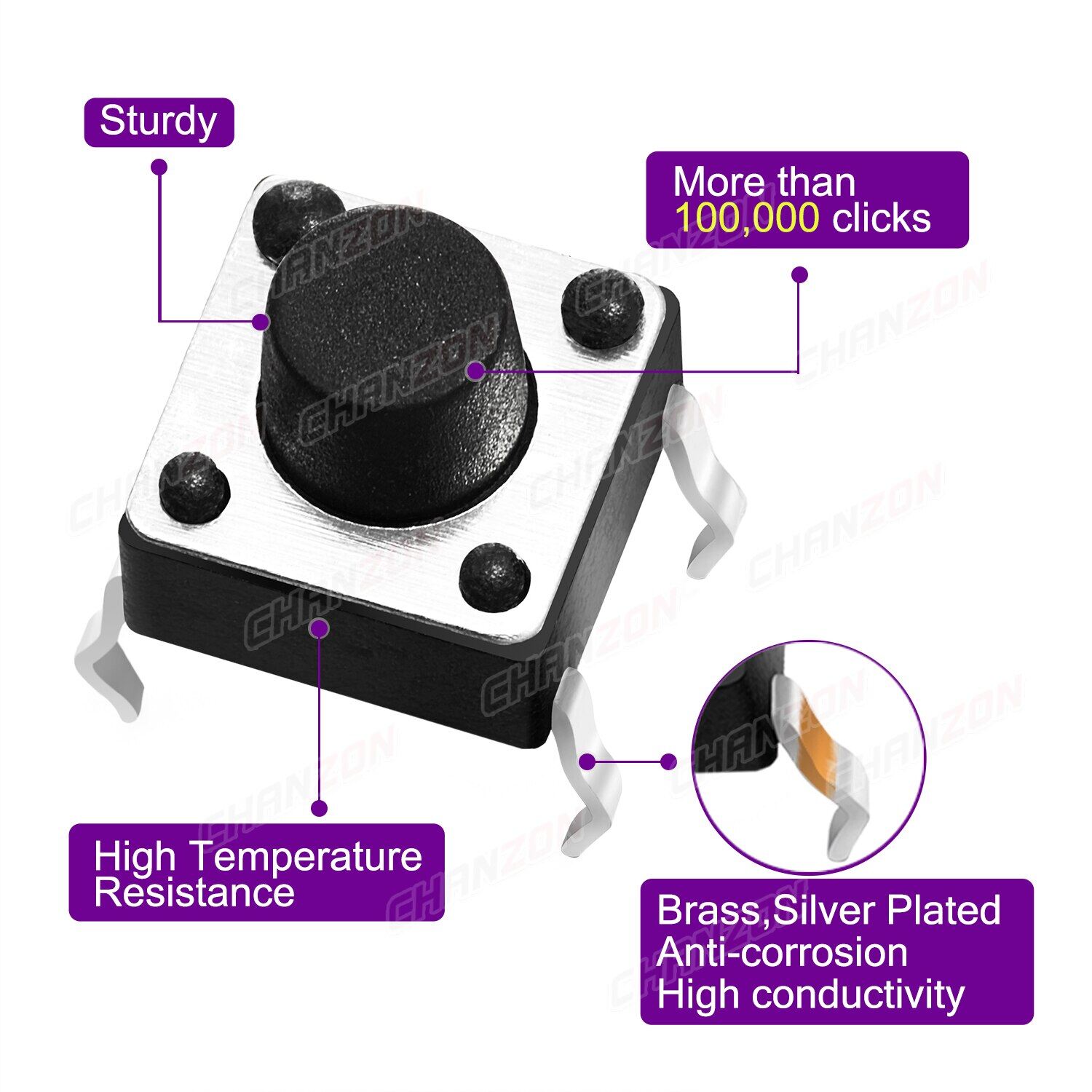 6X6mm X 4.3 / 5 / 6 / 7 Mm Micro Push Tact Switch 2 / 4Pin Touch Button Mini Tactile Pushbutton Toggle Pcb Momentary Push-Button