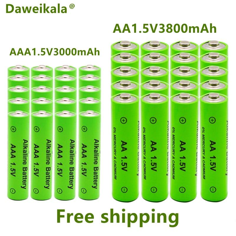 Aa + aaa rechargeable aa 1.5v 3800mah/1.5v aaa 3000mah alkaline battery flashlight toys watch mp3 player replace ni-mh battery