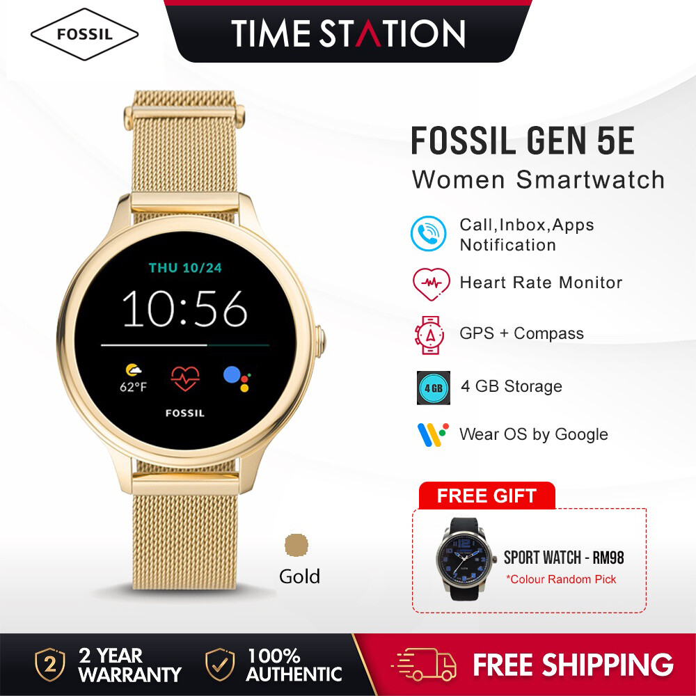 Timestation】Fossil Gen 5E Gold Stainless Steel Women's Smart Watch FTW6069  | Lazada