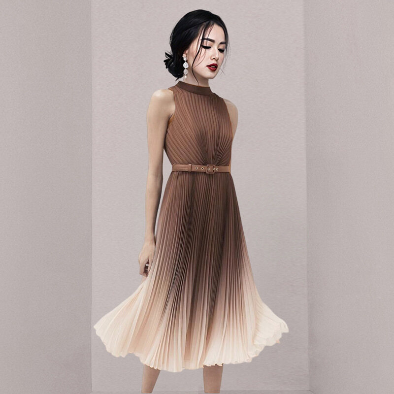 Đầm sang trọng Gradient Mới Xếp Li của phụ nữ