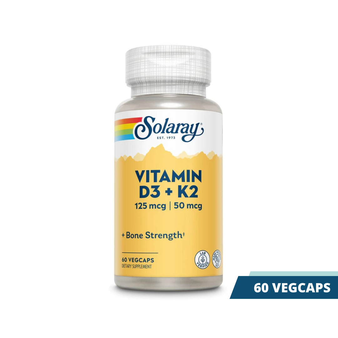 Ready Stock SOLARAY Vitamin D3 + K2 Soy Free D3 125mcg 5000IU, K2 50mcg