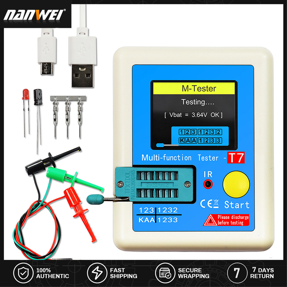 NANWEI Transistor Meter LCR-T7 Multi-Function Capacitance Resistance Tester Full Color Display Transistor Meter for Diode Triode Capacitor Resistor Transistor LCR NPN PNP MOSFET