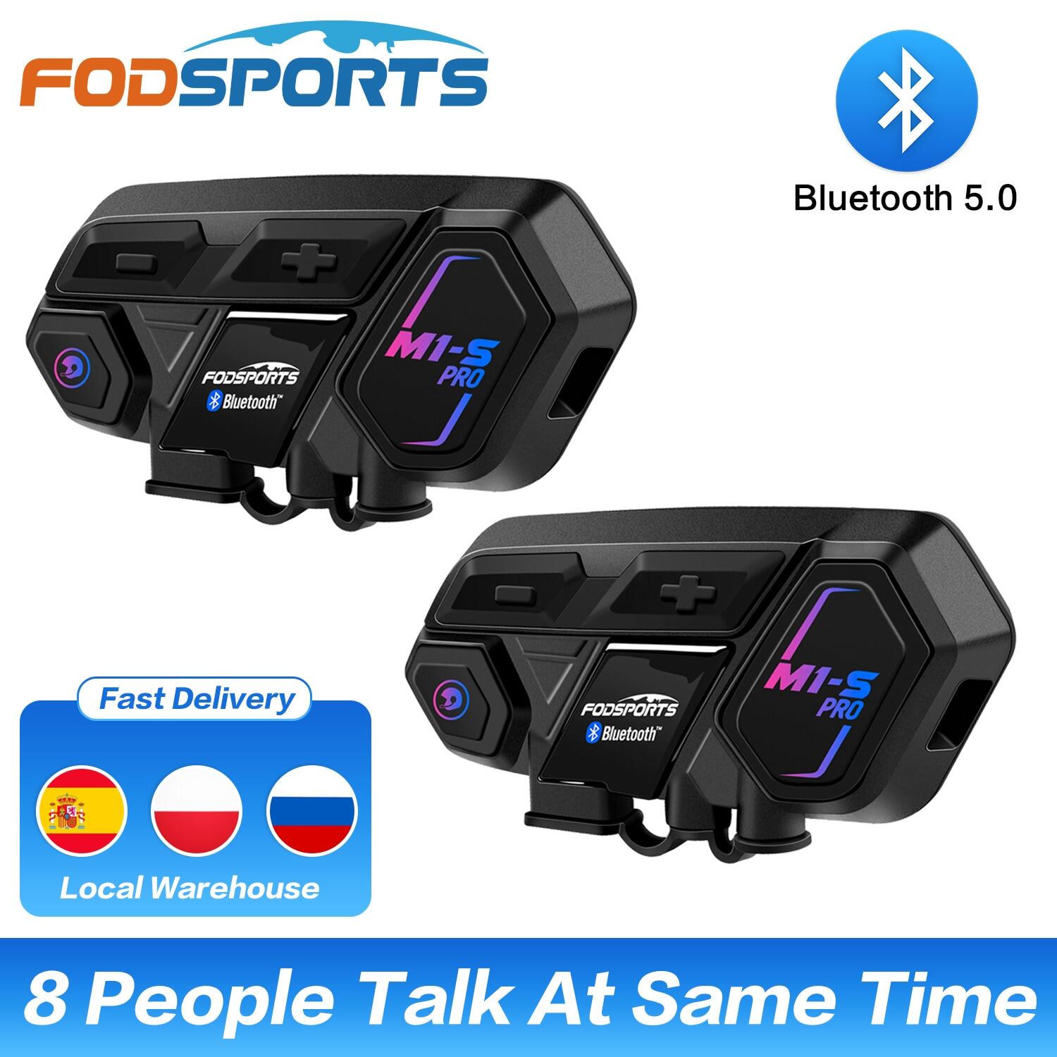 2Pcs Fodsports M1-S Pro Motorcycle Intercom Helmet Bluetooth Headset 8 Rider 2000M Waterproof Wireless Communicator Interphone