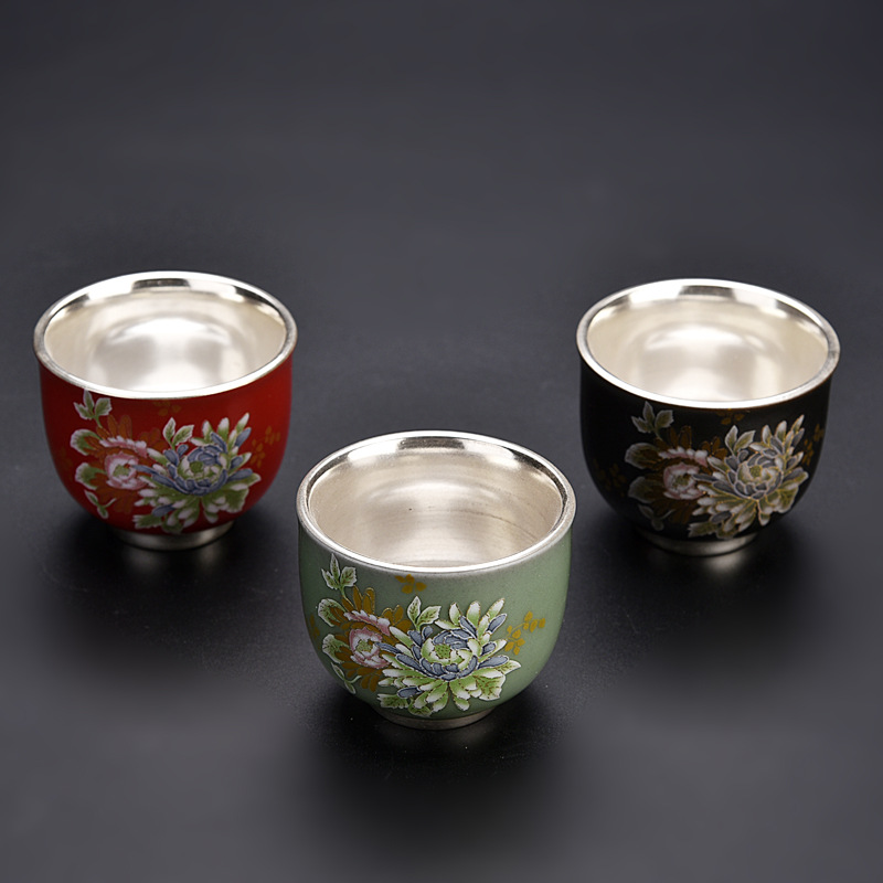 Ceramic gilded silver tea cup, Ru Kung Fu tea set, master cup, single cup, tea tasting cup, Kung Fu tea cup, tea set, tea cup, tea cup
