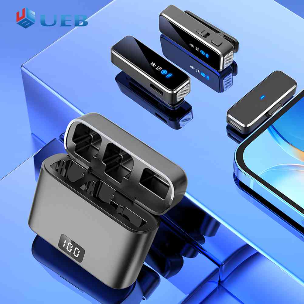 1 To 2 Lavalier Microphone Noise Reduction Lapel Microphones Set with Charging Box Wireless Lavalier Microphone 2.4g Kits