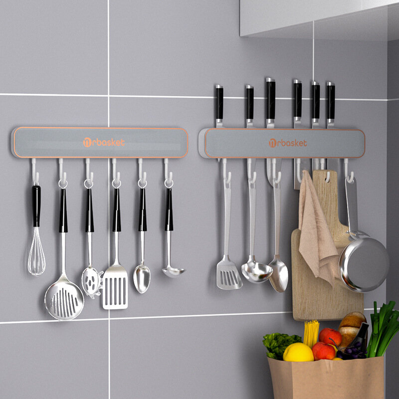 Kitchen knife holder Wall mounted kitchen shelf Non-punching strong adhesive hook Multi-function knife holder storage rack