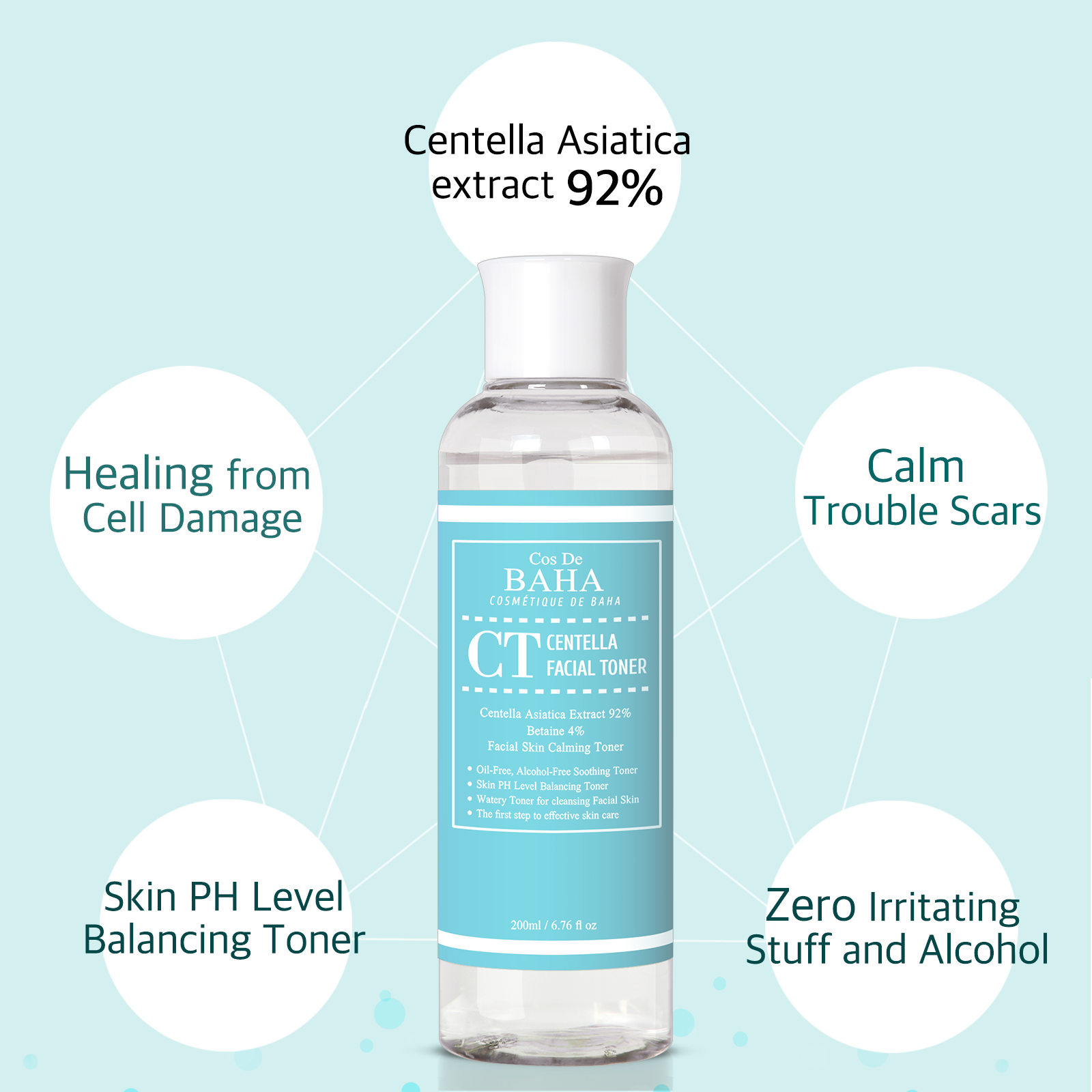 Cos De Baha-centella Asiatica Recovery Toner, Dành Cho Mặt (200Ml)