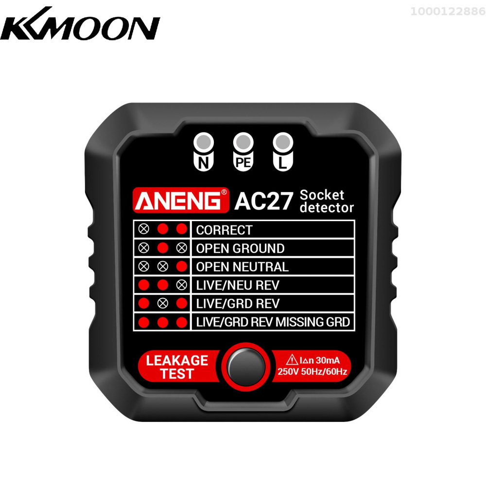 KKmoon ANENG Outlet Tester 250V Fast Detection Socket Tester Receptacle Detector Leakage Plug Polarity Ground Line Automatic Electric Circuit Polarity Voltage Detector