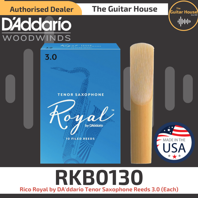 Rico Royal by DAddario RKB0130 Tenor Saxophone Reed 3.0 (Each) (Tenor Sax Reed) (Daddario) Malaysia