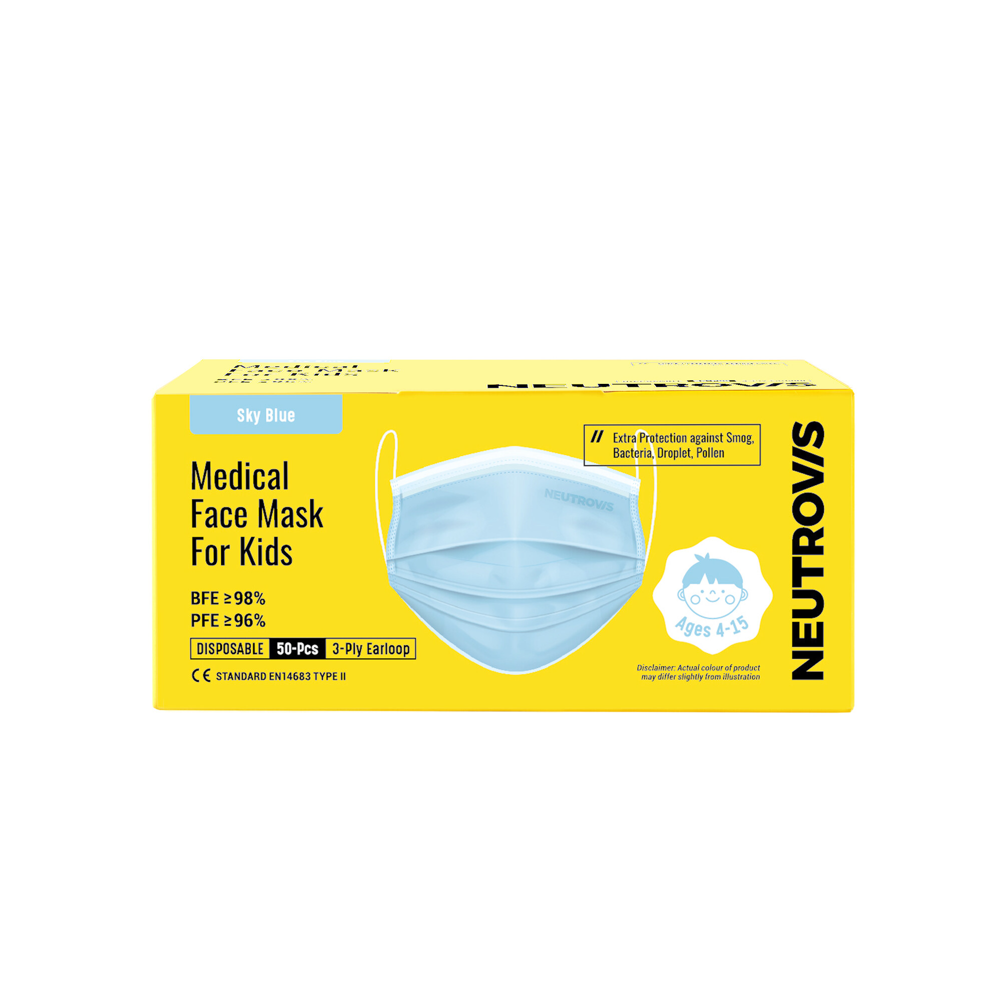 Neutrovis 3Ply Kids Basic Medical Face Mask Sky Blue (KIDS) Lazada