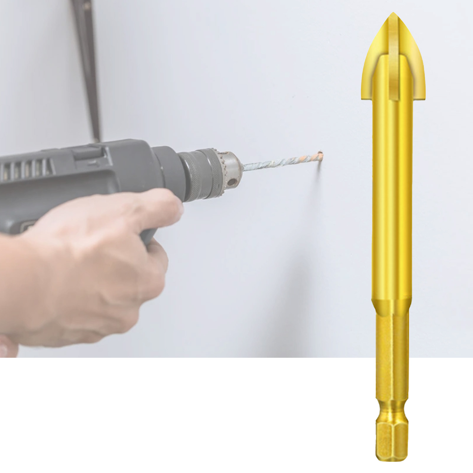 Farfi Practical Triangle Drill Bit Cross Head Long Service Life Universal Low Resistance Tip Drill Bit for Ceramic Tile Sharp Punch Tools