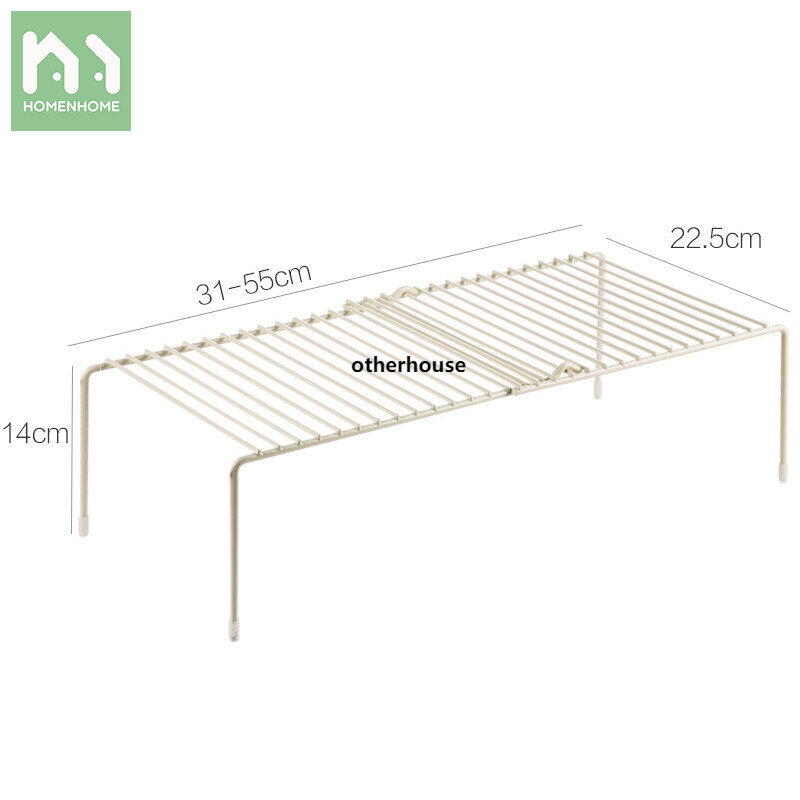 Homenhome Retractable Iron Kitchen Shelf Cabinet Drain Storage Rack Spice Shelf