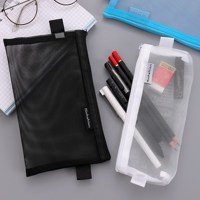 Lưới Trong Suốt bút chì trường hợp Hộp Bút Chì sức chứa lớn văn phòng văn phòng phẩm dành cho sinh viên túi lưu trữ
