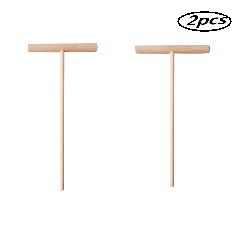 2pcs T-Shaped Wood Crepe Machine Pancake Muddle Cloth Stick Household Diy Pancake Making Tool Kitchen Accessories