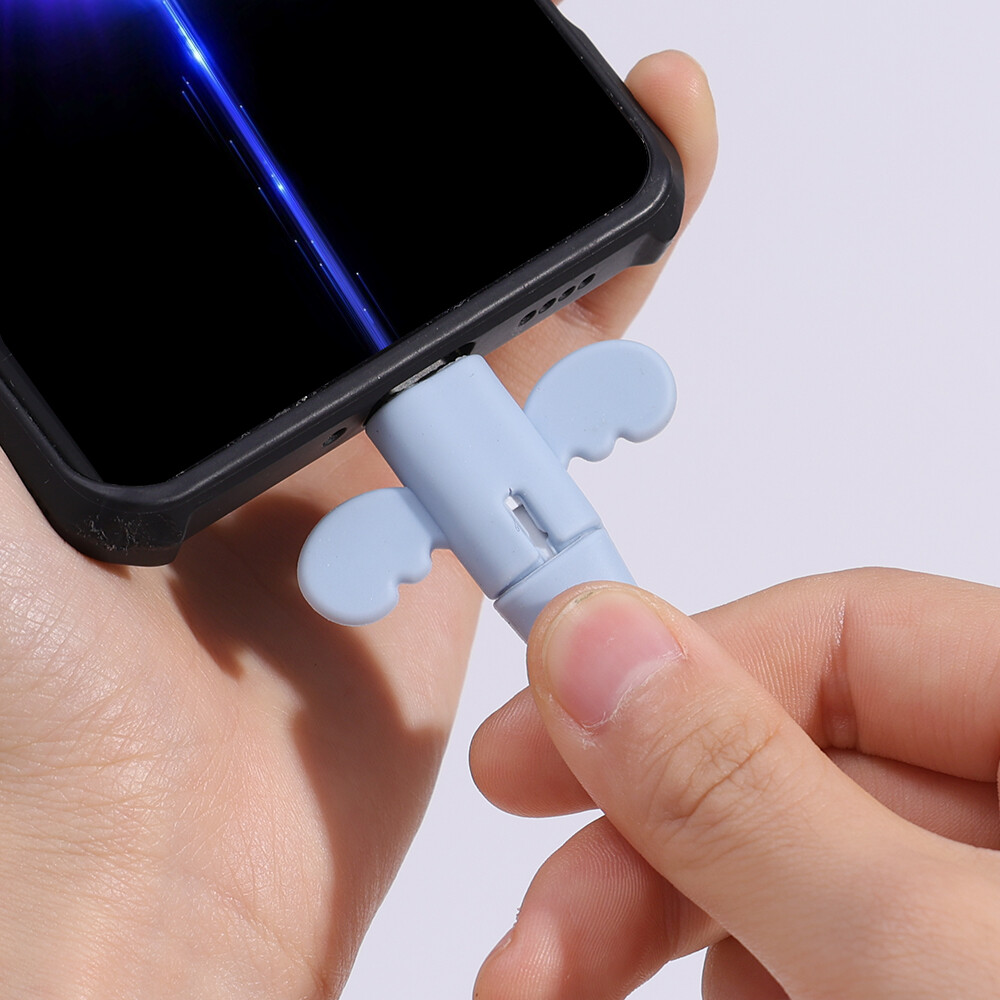 4 Ốp bảo vệ cáp dữ liệu Mini dễ thương Ốp bảo vệ tai nghe sạc điện thoại cuộn dây bền tay Cáp Silicon Chống Nứt Kiểu dáng thiên thần