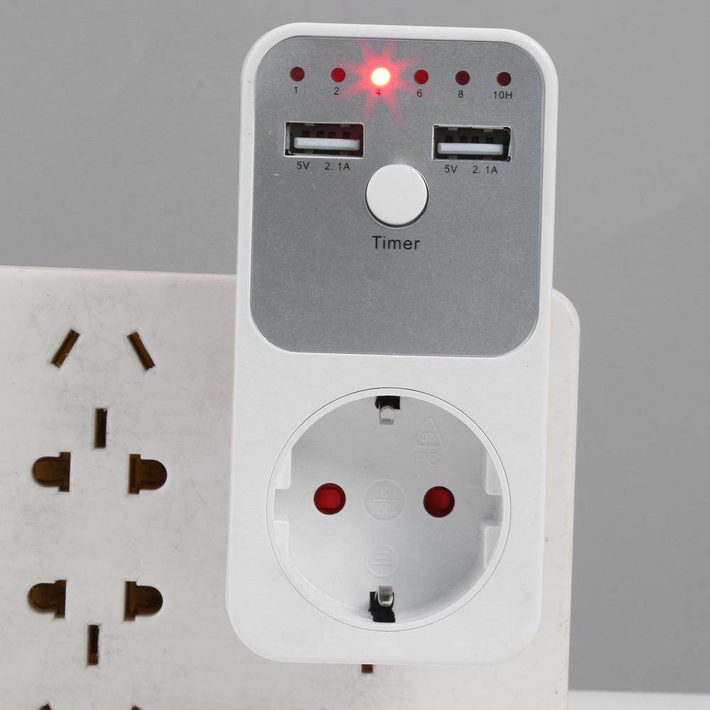 Dual USB EU Plug Timing Socket Timer Switch Countdown Outlet Controller