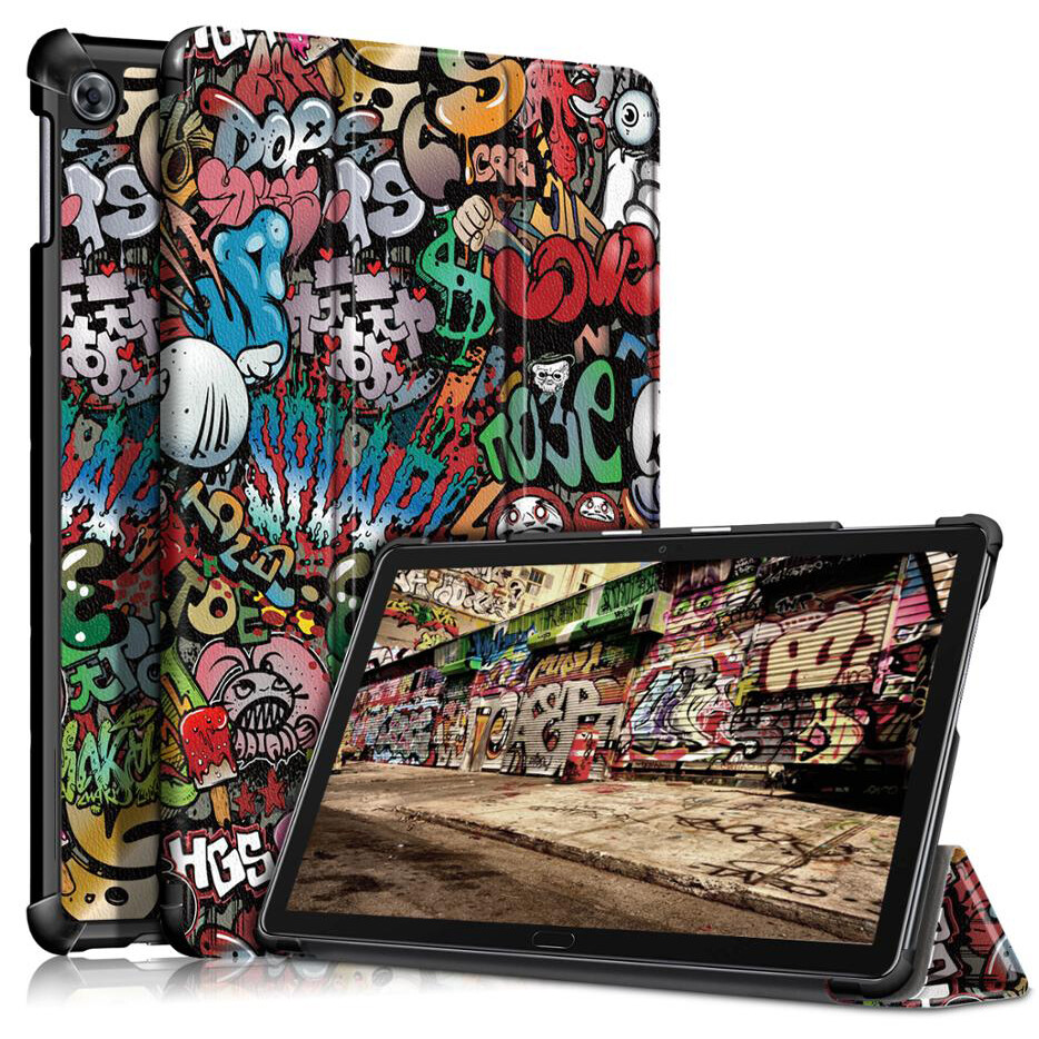 Girls Biys Fashion Graffiti PU Leather Hard PC Back Trifold Stand Case Flip Cover for Samsung Galaxy Tab A8/Tab S9 Plus/Tab S9 FE Plus/Tab S8 Plus/Tab S7 FE/Tab S7 Plus/Tab A7 Lite/Tab S6 Lite/Tab A7 10.4/Tab A9 Plus