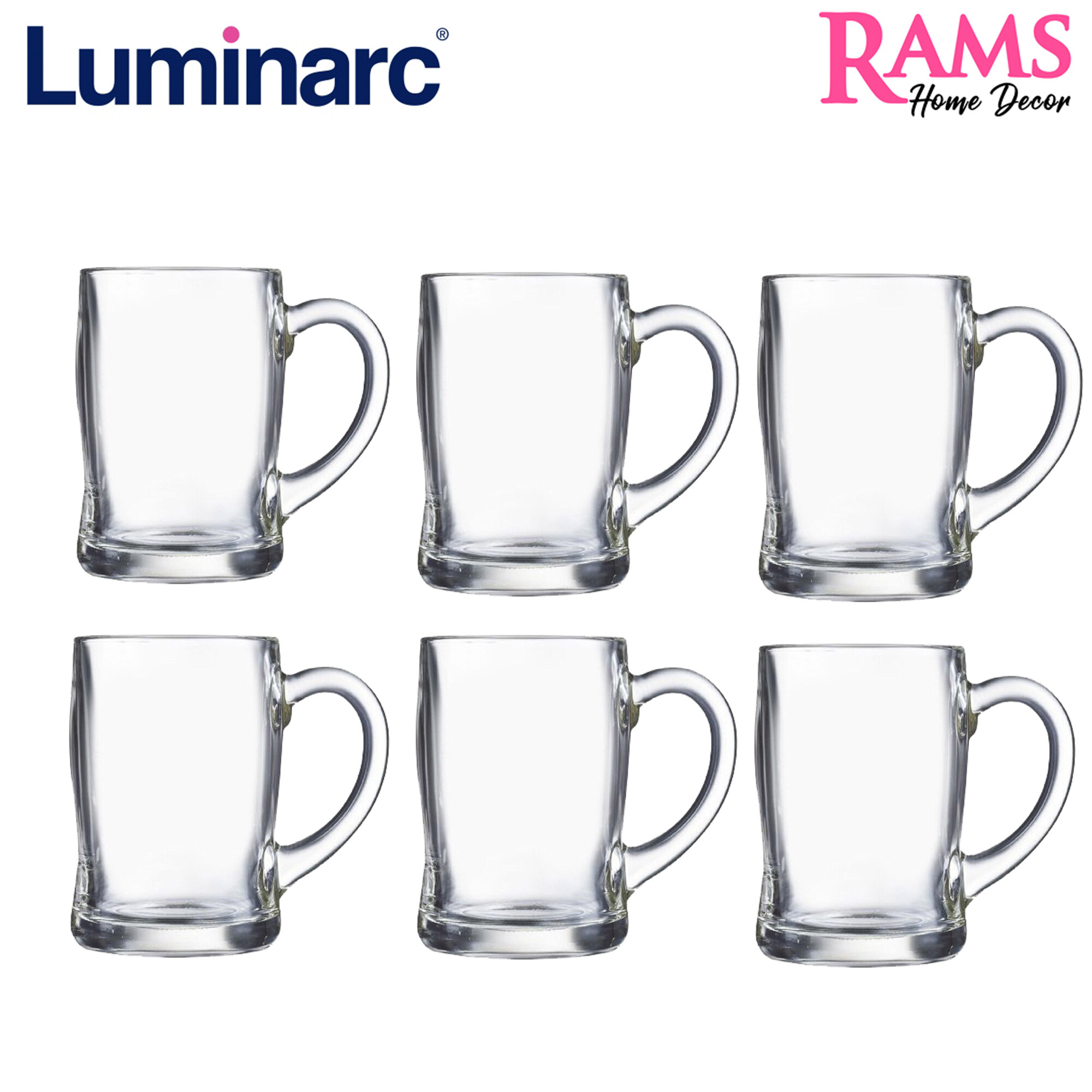 Luminarc 450ml 6 Pcs Benidorm Glass Mug Set Beer Mug Juice Mug