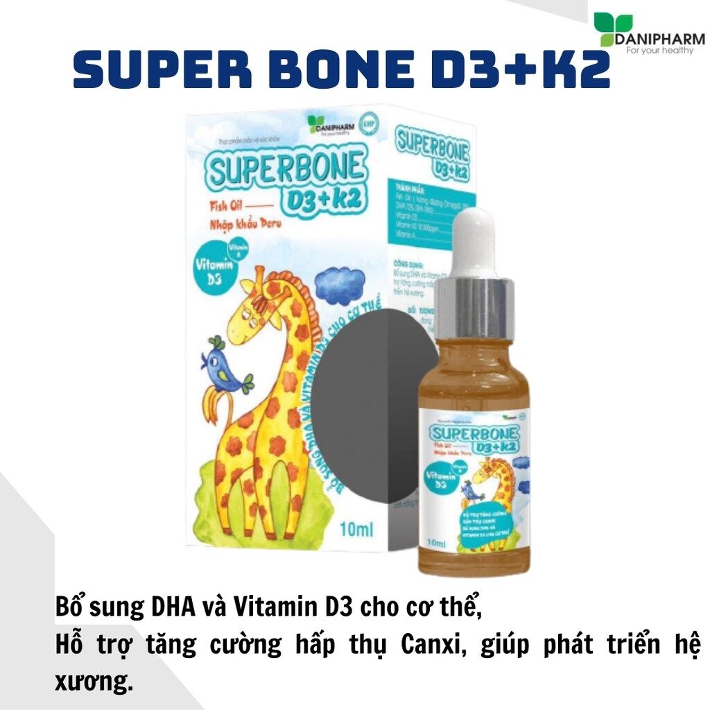 VITAMIN D3+K2 Siro hỗ trợ Tăng Chiều Cao SUPERBONE, hỗ trợ tăng cường canxi