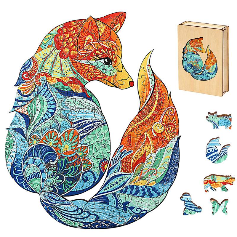 Fox Shape Irregular Wooden Jigsaw Puzzles Wooden Fox Puzzles Beautiful
