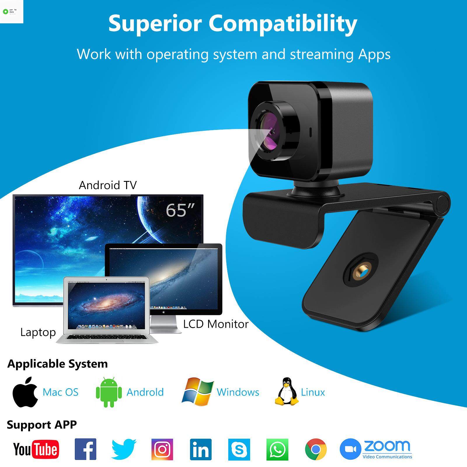 Yanhe cam may tinh bàn webcam hồng ngoại camera ip 60fps camera mini kết nối điện thoại có giây webcam...