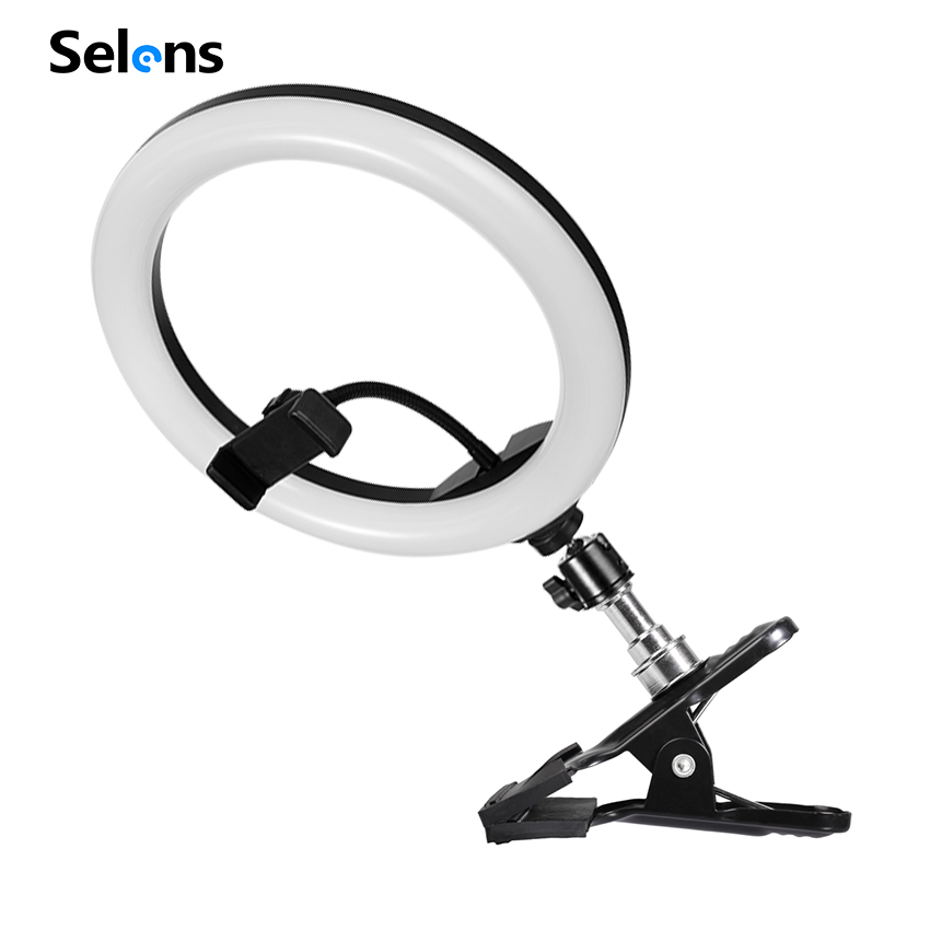 Selens Đèn LED Chụp Ảnh 10 inch Protable 26CM Selfie Ring Light With Clamp For Youtube Live Streaming Studio Video Led Dimmable Photography Lighting Use for Outdoor photo light  Filling light indoors Portrait, Fashion Wedding Art Advertisement