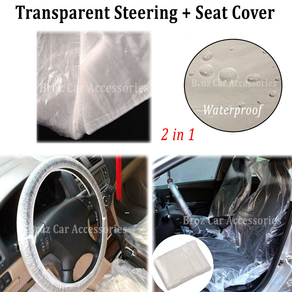 Keep Your Car Clean !! Car Transparent Seat Cover Steering Cover in Plastic Soft Waterproof Disposable Dust Proof Sarung Kusyen Kereta PE Sarung