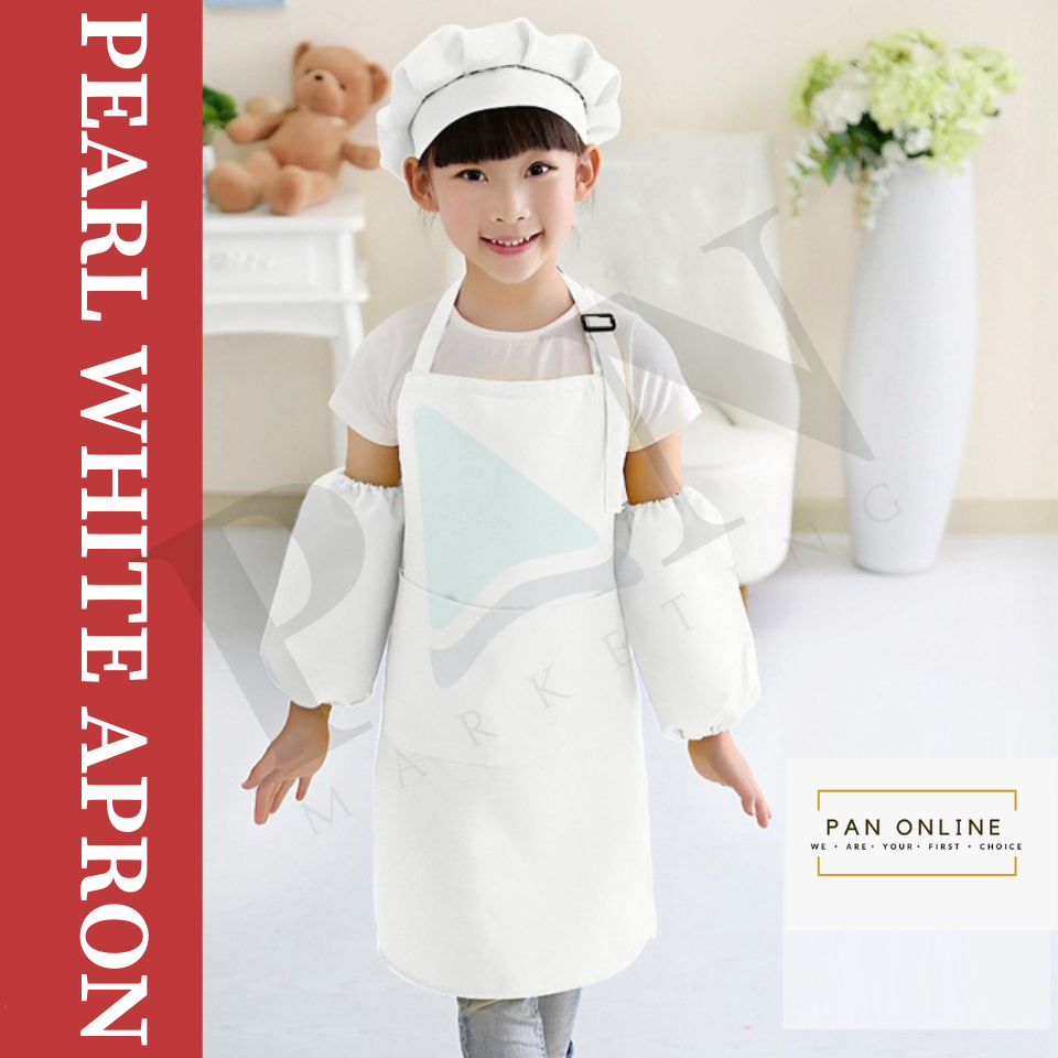 Full Kids Apron Set Children Appron For Kids Chef Hat Art Drawing Topi