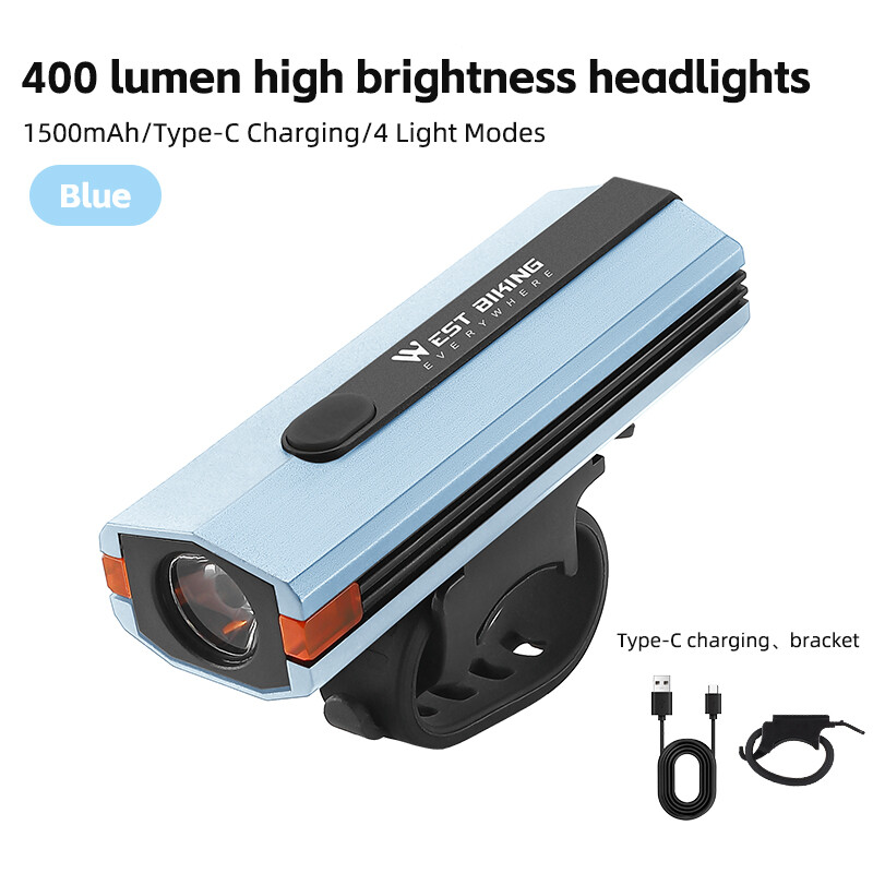 WEST BIKING 350 Lumens Bicycle Front Light BIke Headlight LED Light USB Rechargeable with Power Display Bike Light IPX4 Waterproof MTB Road Bike Headlight