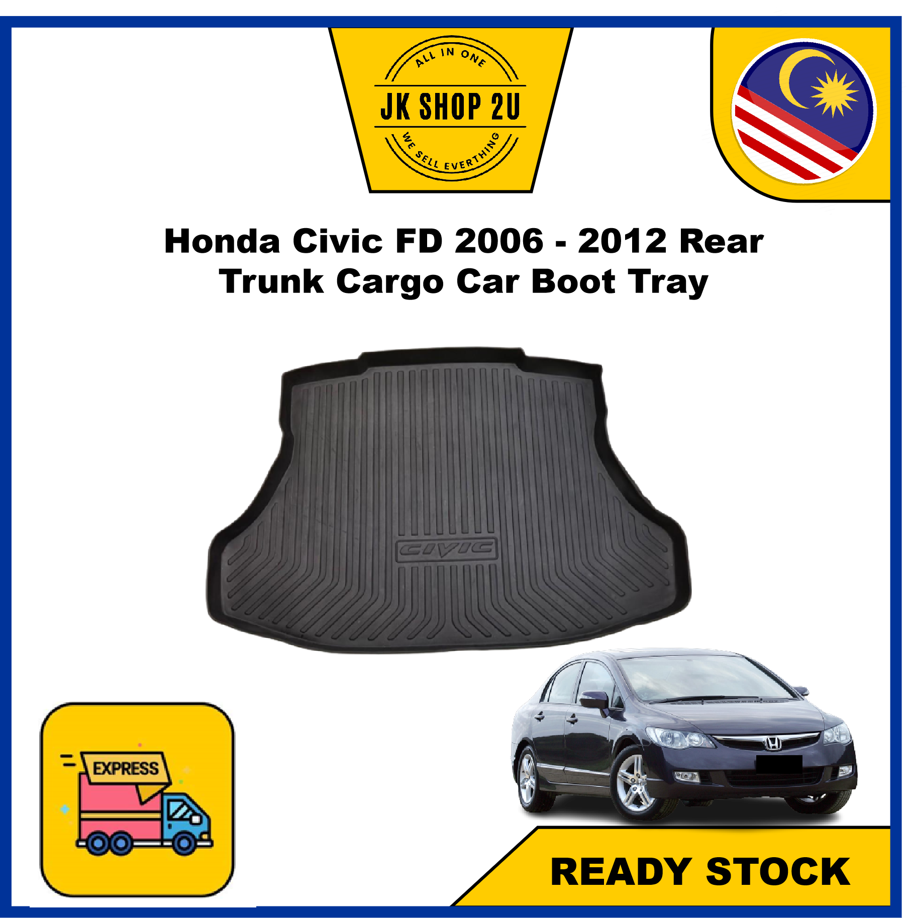 Malaysia Stock Honda Civic FD Rear Cargo Boot Tray High Quality Trunk