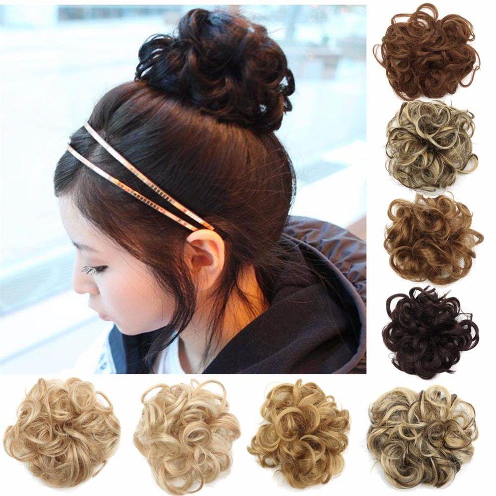 Women Messy Bun Curly Drawstring Hair Scrunchie Girls Magic Wave