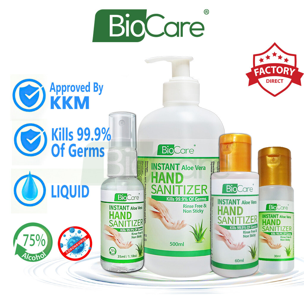 Ready Stock 30 35 60ml Biocare Instant Hand Sanitizer Liquid Type 75 Alcohol Lazada