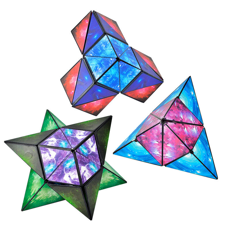 Kmoist 3D Rubik's Cube Three-Dimensional Variety Geometric Intelligence Magnetic Magic Cube Children's Early Educational Puzzle Toys Stress Reliever Fidget Toy