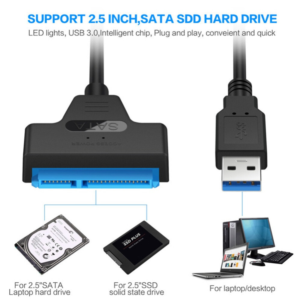 EL Style Cáp Usb Sata Đầu Nối Cáp Máy Tính Sata 3 Sang Usb 3.0 Cáp Chuyển Đổi Sata Usb 2.0 Hỗ Trợ Ổ Cứng Ssd Hdd 2.5 Inch 0620