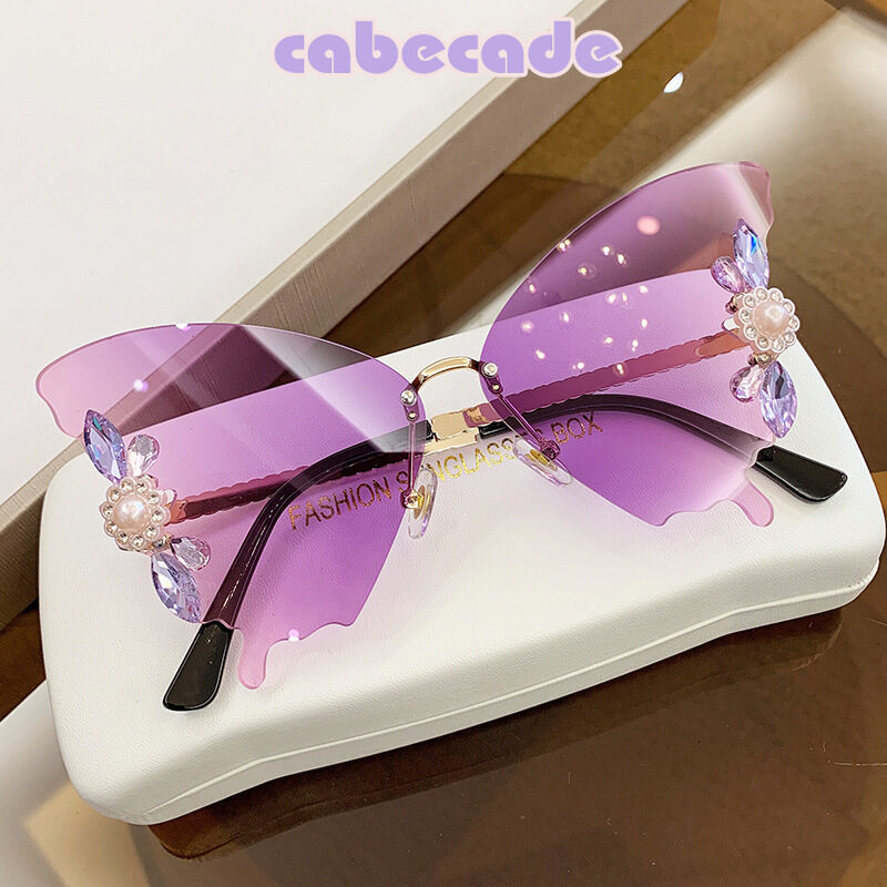 Cabecade Chất Lượng Cao Kính Râm Gọng Lớn Nạm Kim Cương Hình Bướm Mới Kính