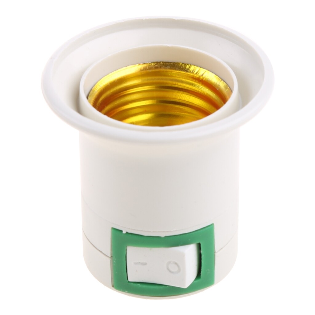 EU Plug E27 Screw Base Socket Extension Adapter Plug-in Light Socket with On/Off Switch 3-Prong Outlet to Light Socket