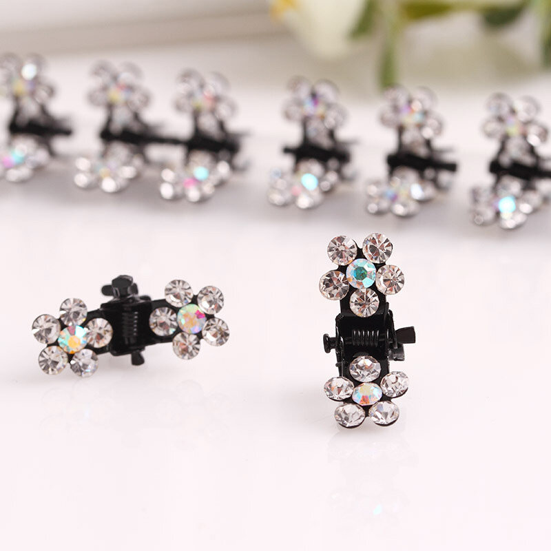 12pcs/Lot Small Cute Crystal Flower Metal Hair Claws Hair Clip Girls Headdress DIY Headwear Hair Oranment Accessories