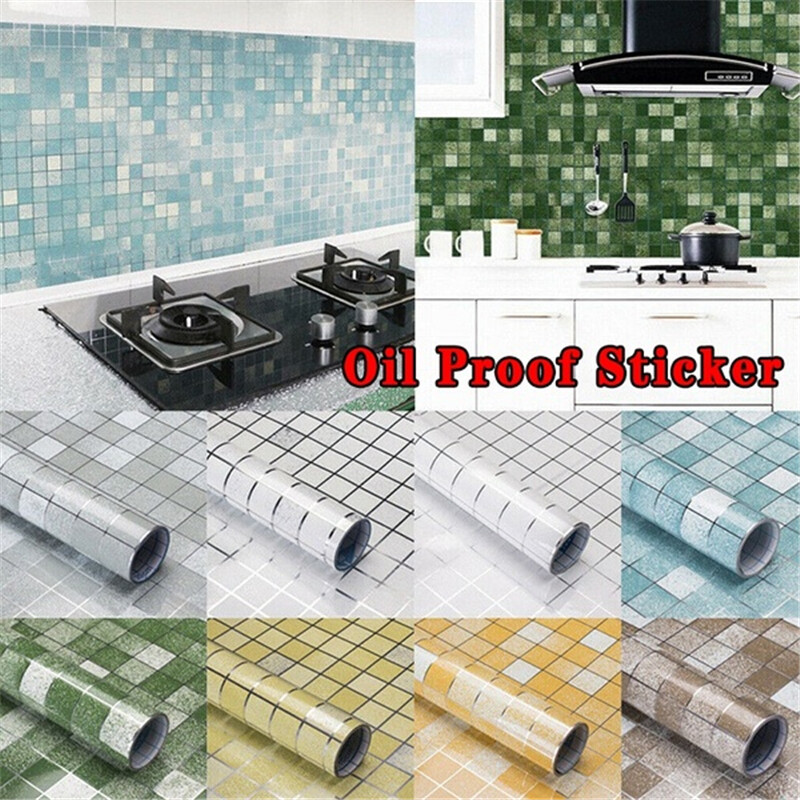 Kitchen Oil Proof Sticker 70*45cm Aluminum Foil Oil Heat Anti Adhesive Wallpapers for Kitchen Bath Waterproof Wall Stickers