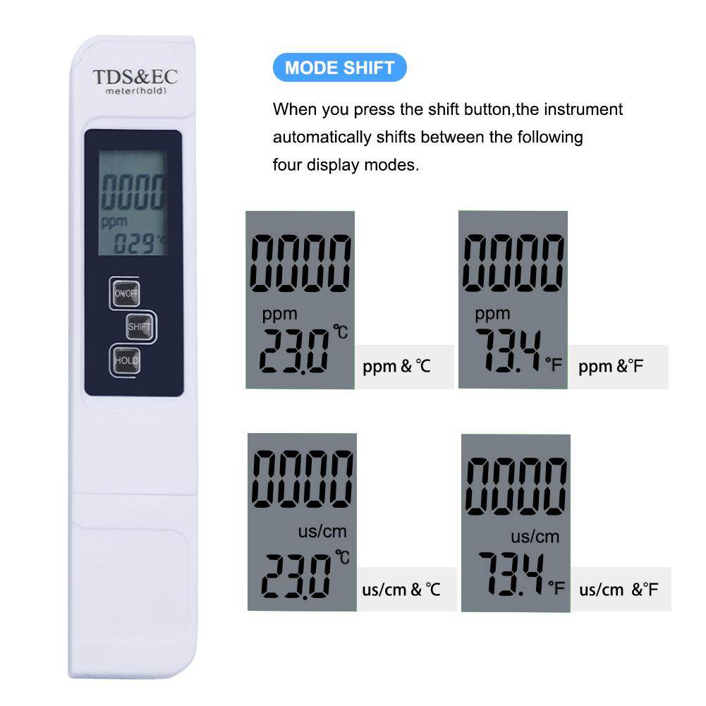Bút Đo Độ Dẫn Điện TDS/EC, Bút Kiểm Tra Chất Lượng Nước Làm Vườn Máy Đo EC Nhiệt Độ ATC