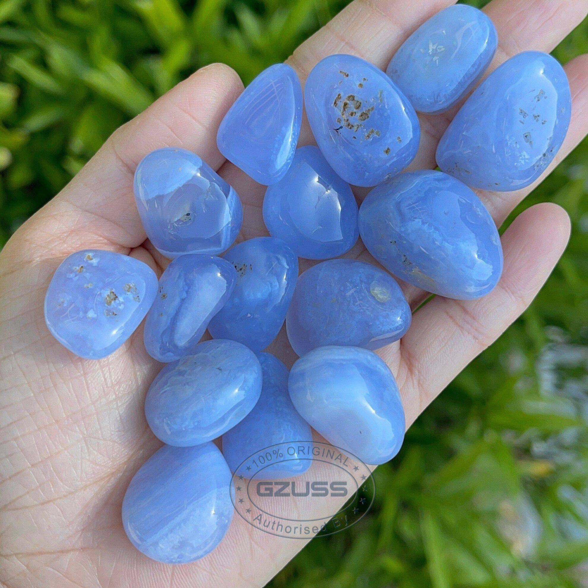 Đá tự nhiên mã não ren màu xanh dương tự nhiên