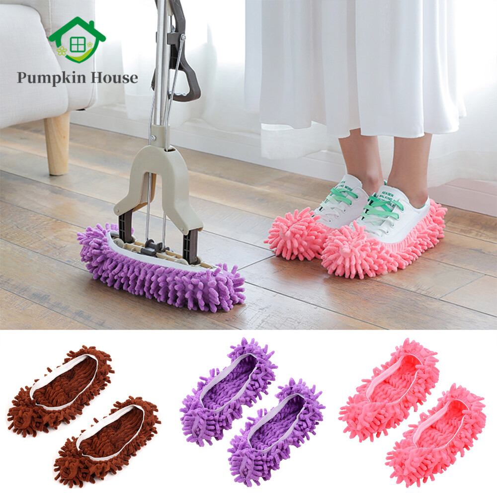 A Pair Chenille Reusable Shoe Covers, Cleaning Microfiber Lazy Floor Slippers, Multifunctional Floor Dust Removal Shoe Covers, Replaceable Cleaning Dust Removal Mop