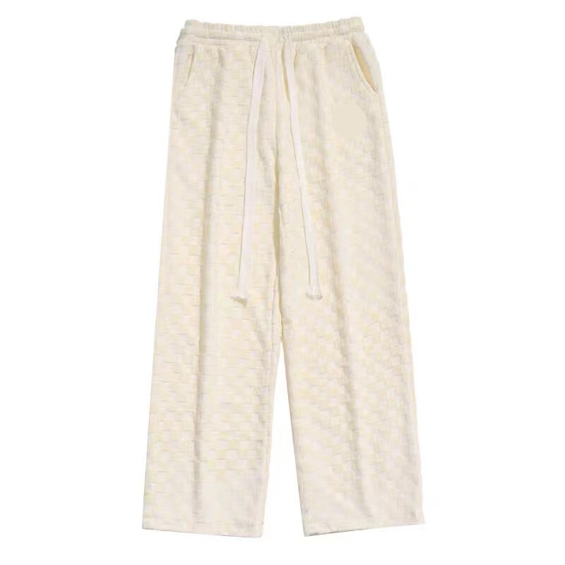 SELVZE Korean Style Women's Knitted Pants High Quality Plaid Sports Casual Pants Wide Leg
