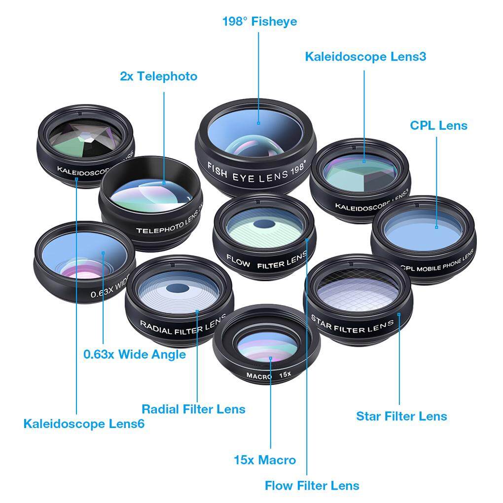 Bộ ống kính macro góc rộng 10 trong 1 cho điện thoại máy ảnh APEXEL APL-DG10