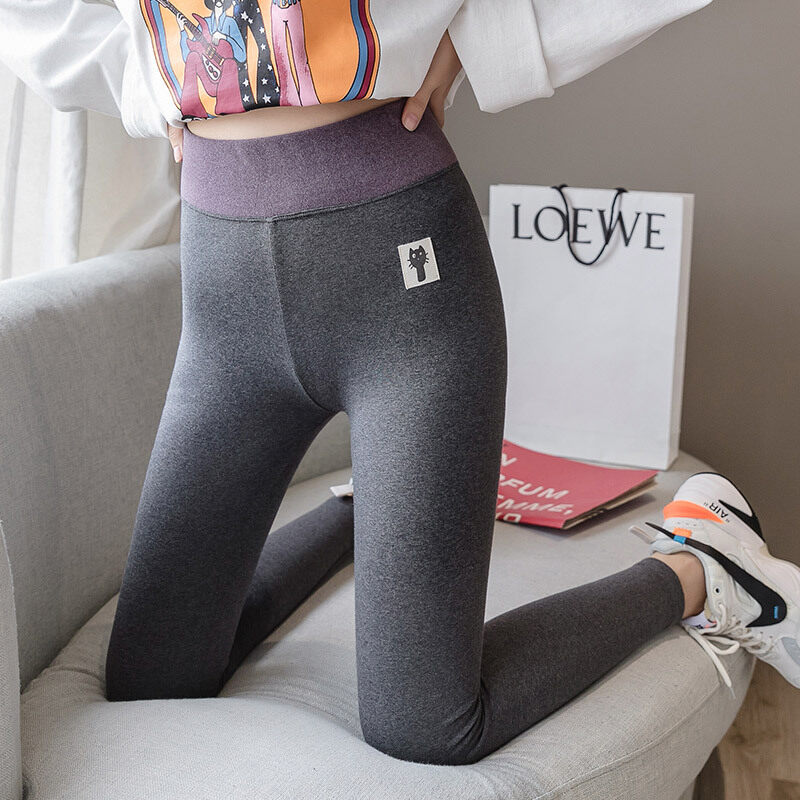 ECHOLI Quần Legging Cotton Cho Nữ Thời Trang Giản Dị Mùa Thu Và Mùa Đông Quần Nhung Dày Ấm Eo Cao Cộng Với Kích Thước Quần Legging Nữ Mềm