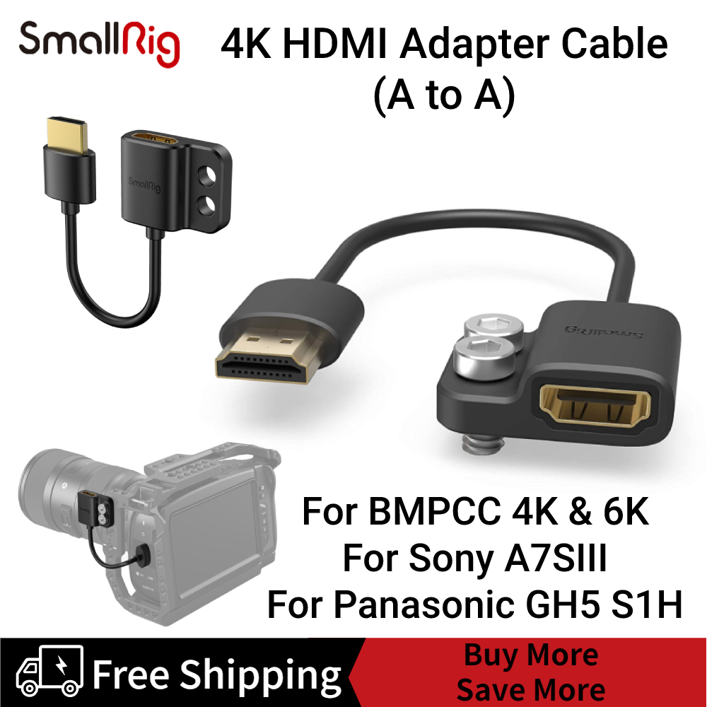 SmallRig Ultra Slim 4K HDMI Adapter Cable (A to A) For BMPCC 4K & 6K / For Sony A7SIII A7 IV / For Panasonic GH5 S1H 3019