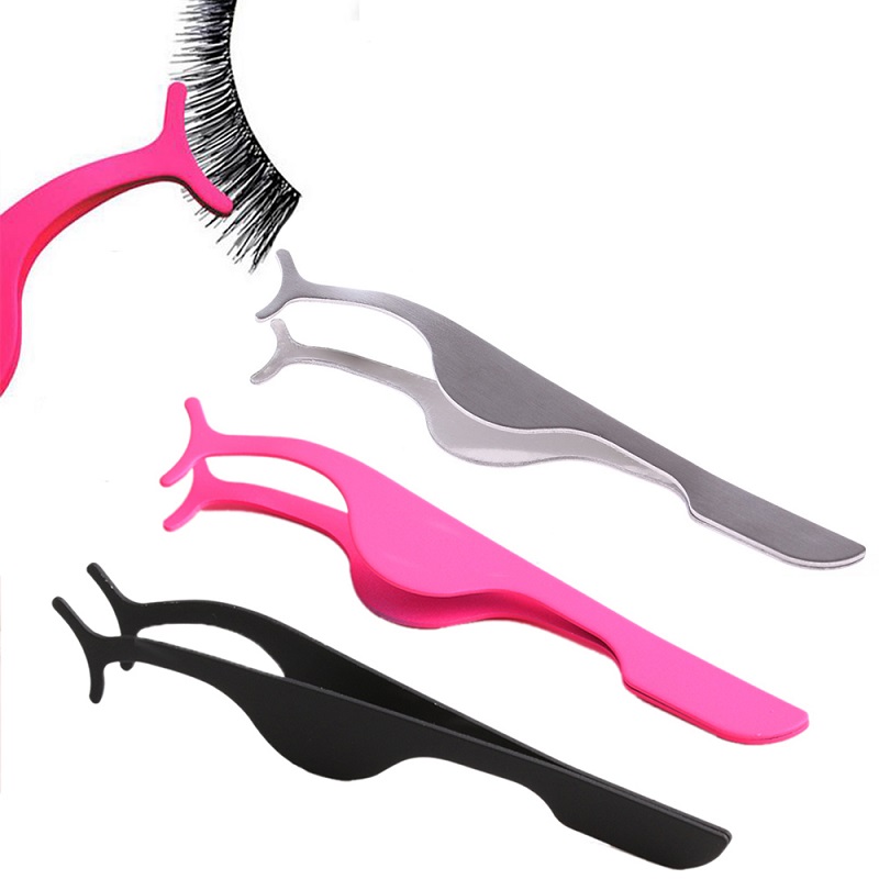 WOOLOVE Hot False Eyelash Tweezers Fake Eye Lash Applicator Eyelash Extension Curler Nipper Auxiliary Clip Clamp Makeup Forceps Tools