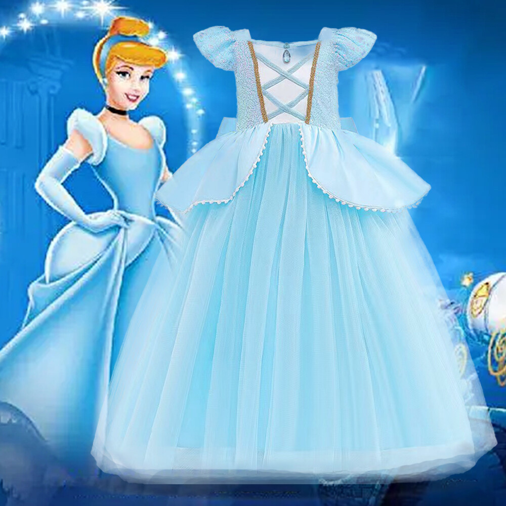MQATZ Girls Dress Cinderella Cosplay Princess Party Sequin Patchwork Mesh Performance Halloween SMR048